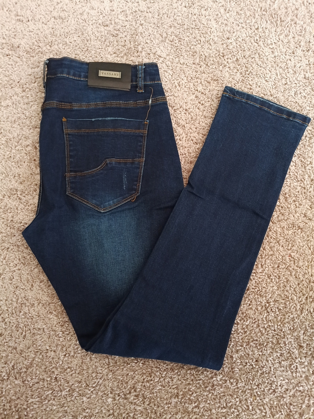 Vassari Dark Blue‎ Denim Jeans with Contrast Stitching